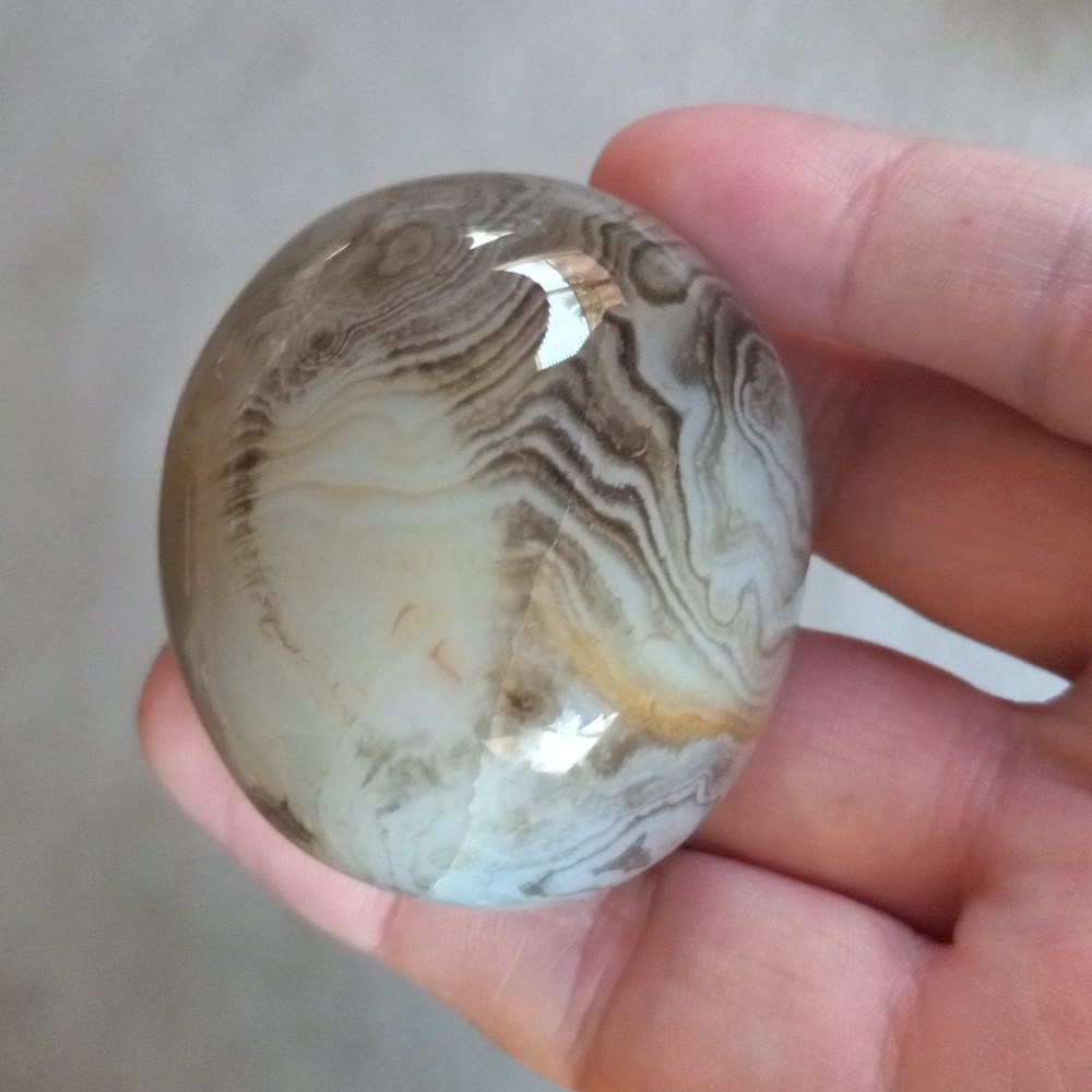 Natural Silk Agate Crystal Palmstone.